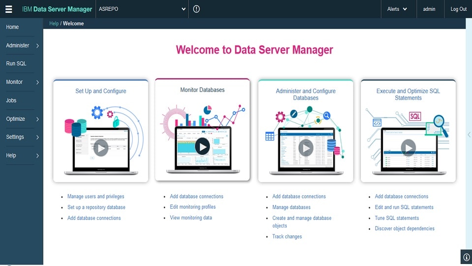 Screen shot of IBM Data Server software.