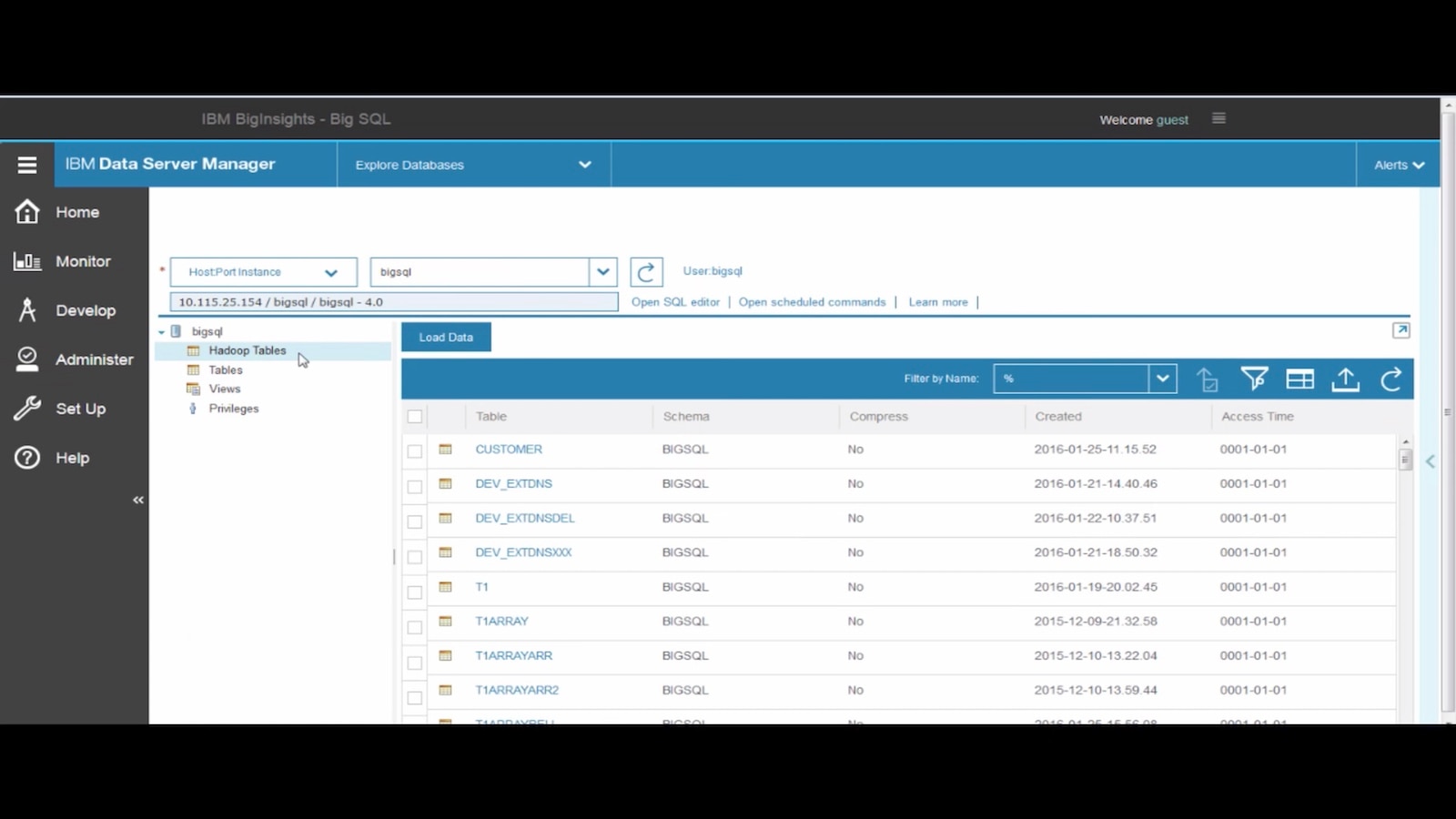 Administer Hadoop tables