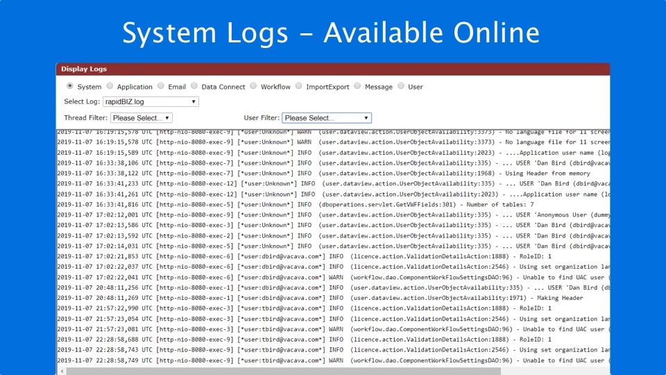 Systems Logs - available in public cloud