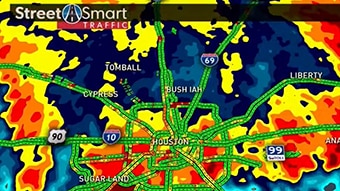Demonstrating integrated weather and traffic with Max Traffic.