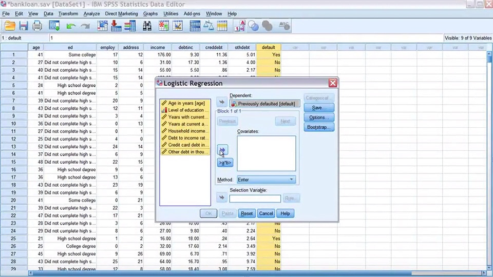 Screen shot of IBM SPSS Statistics software.