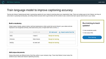 Watson Captioning Live Training UI