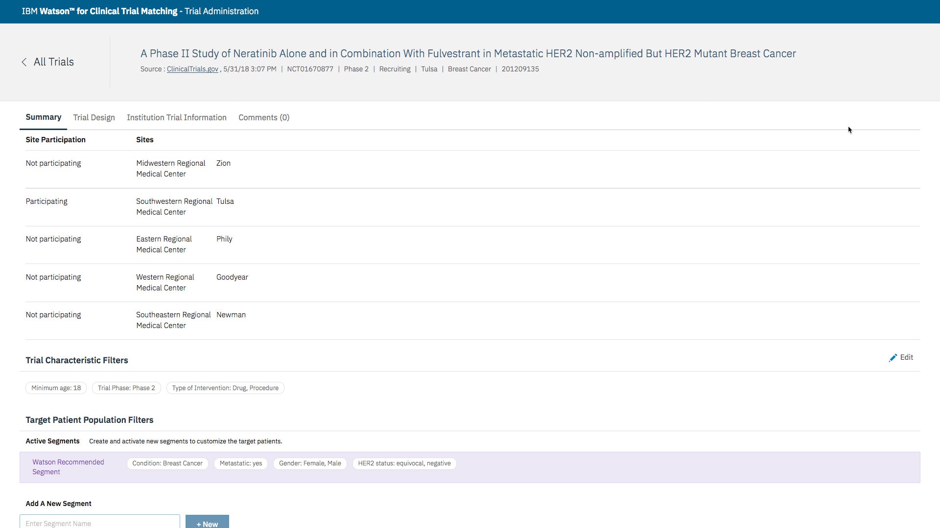 Sites can customize details of the trials
