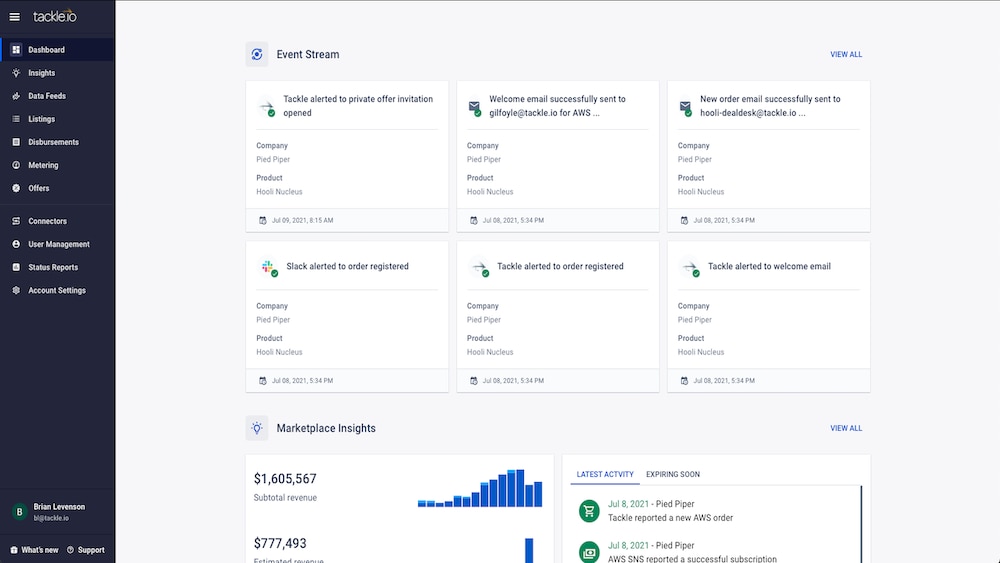Tackle Offers Dashboard