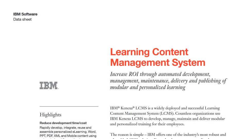 Ibm Kenexa Learning Content Management System Overview United