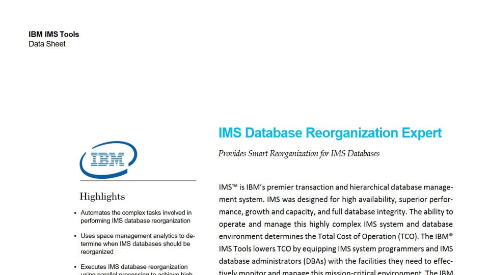 IMS Database Reorganization Expert for z/OS