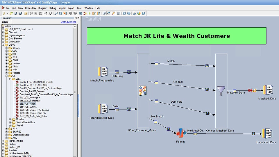 Screen shot of IBM Infosphere software.