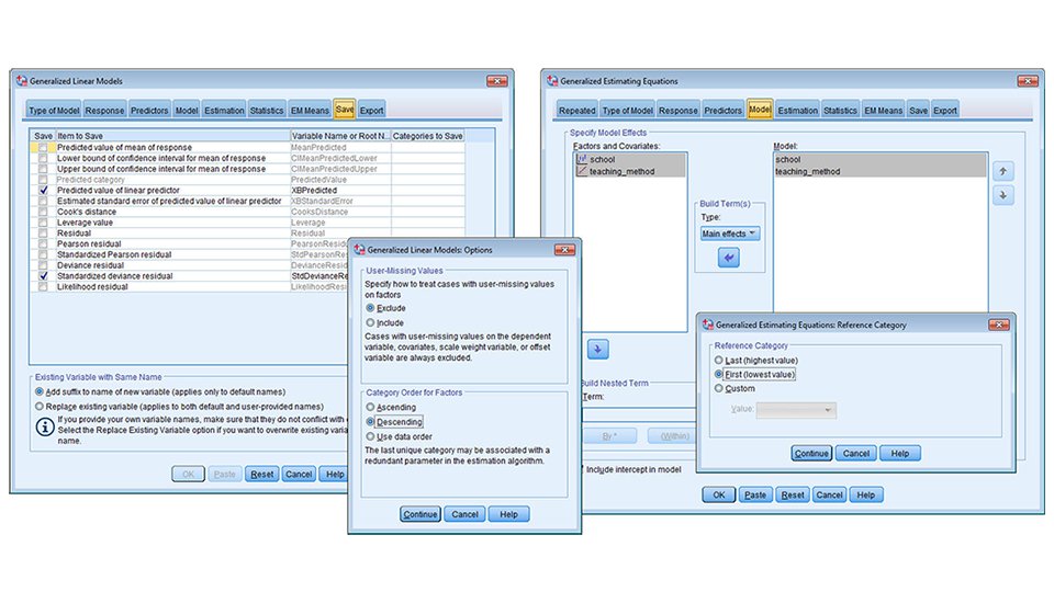 gee generalized estimating equations spss ibm dataset