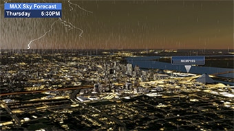 Display of a Memphis thunderstorm using Max Sky.